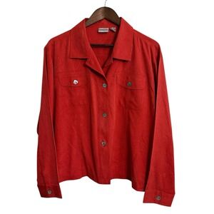 Chico's jacket women's XL textured paisley luxury lightweight button up silk top